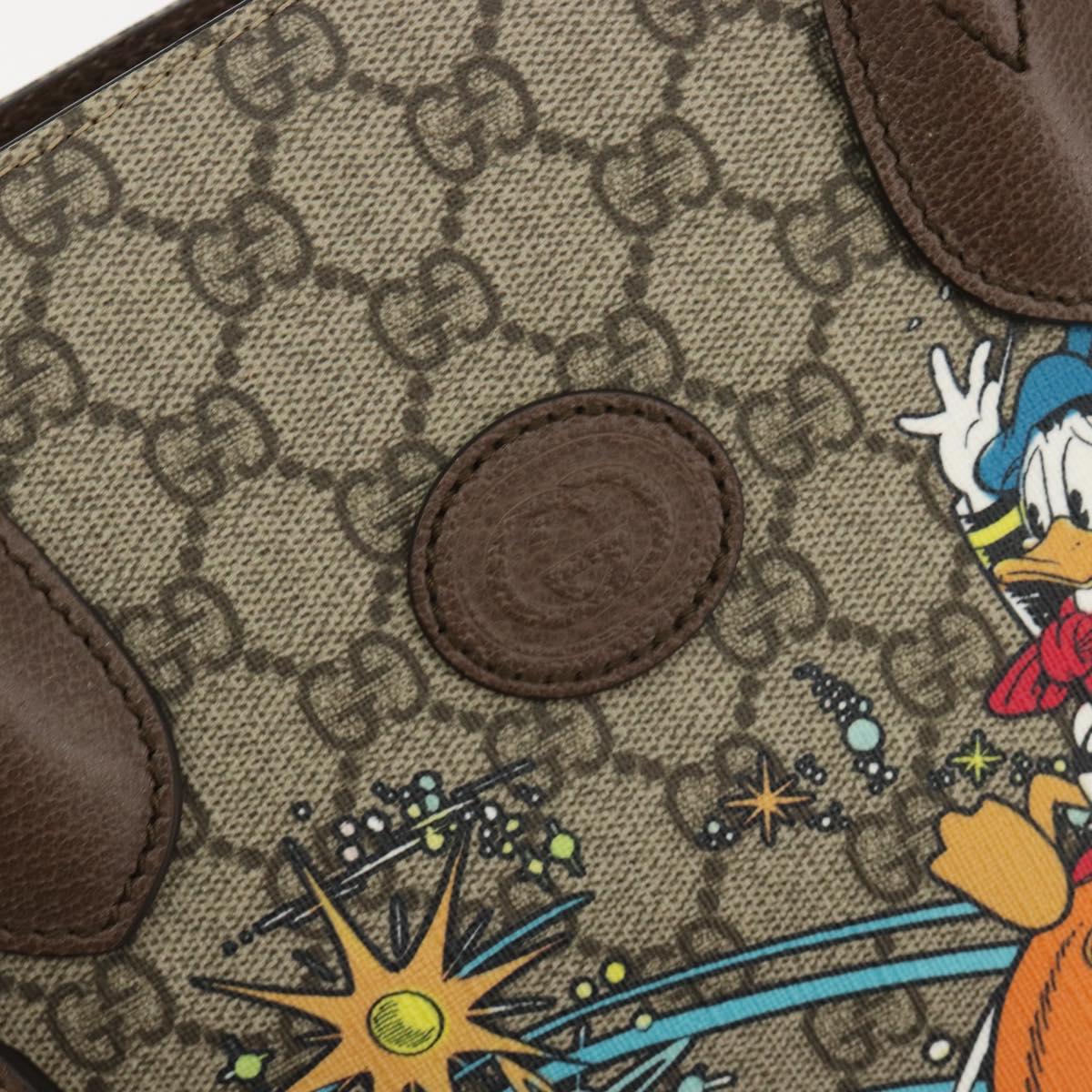 GUCCI GG Supreme Donald duck Hand Bag PVC 2way Beige Gold 648134 Auth 190456M