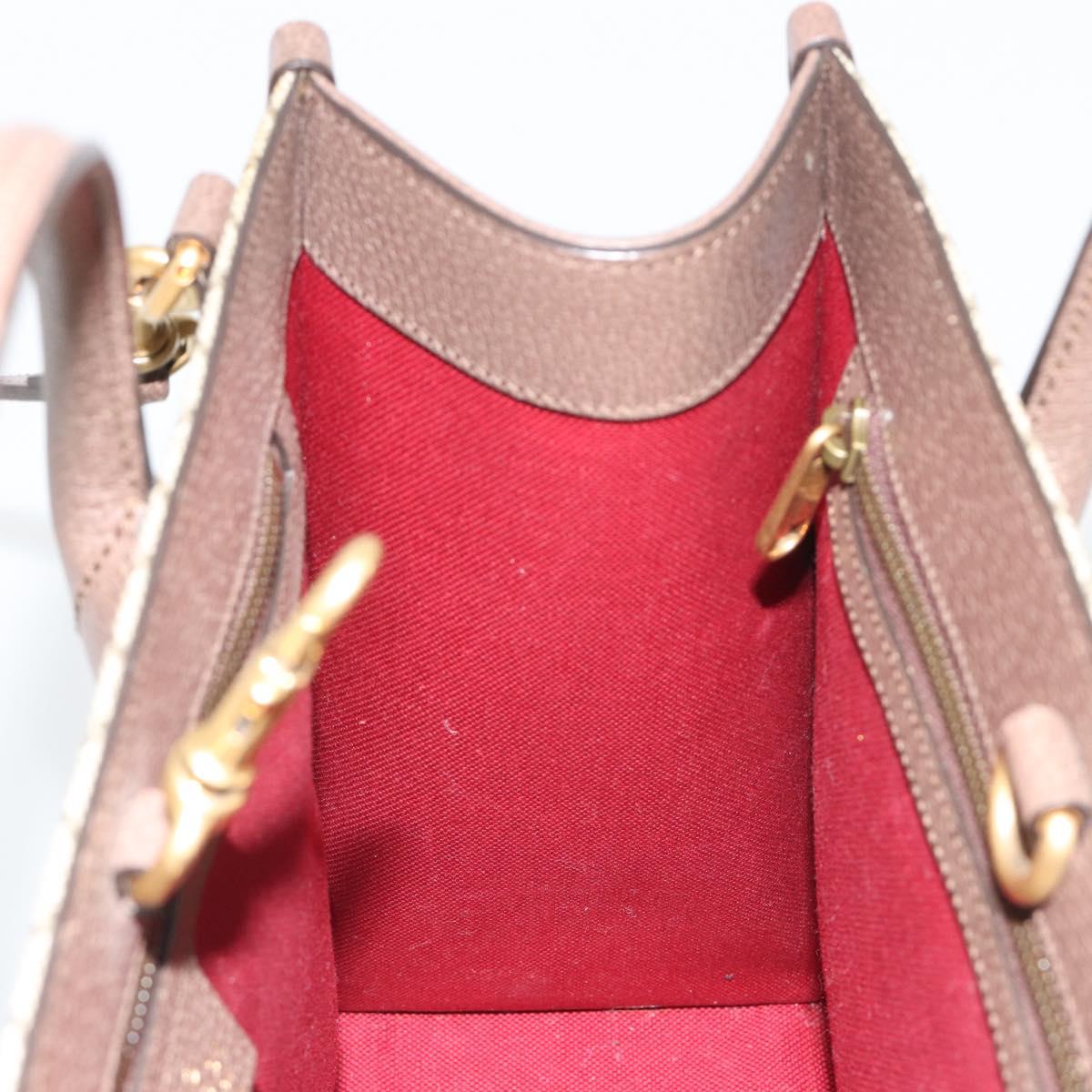 GUCCI GG Supreme Donald duck Hand Bag PVC 2way Beige Gold 648134 Auth 190456M