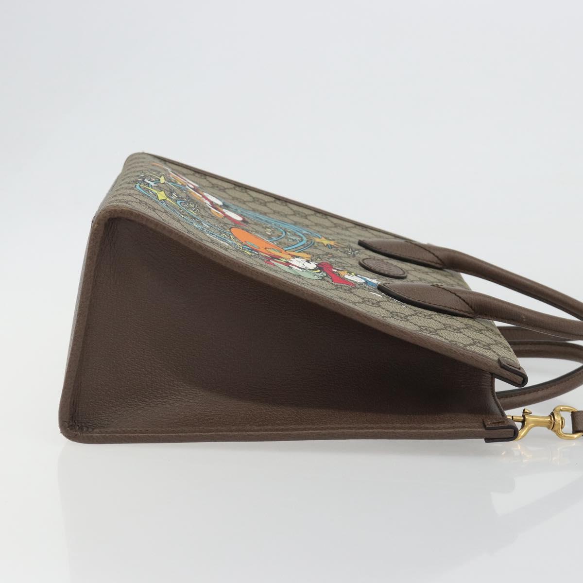 GUCCI GG Supreme Donald duck Hand Bag PVC 2way Beige Gold 648134 Auth 190456M