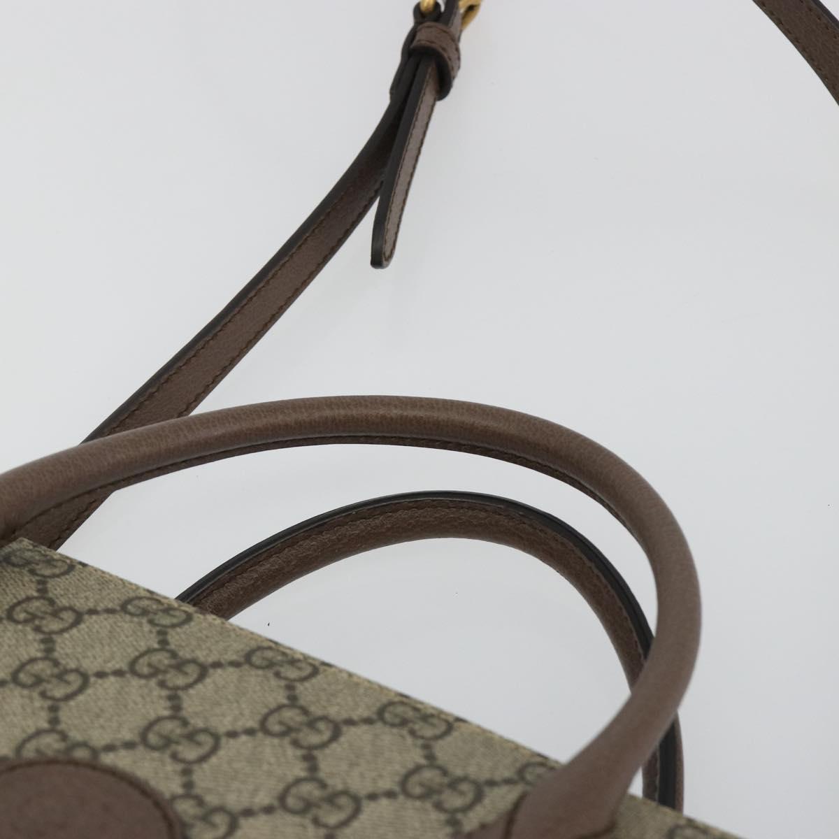 GUCCI GG Supreme Donald duck Hand Bag PVC 2way Beige Gold 648134 Auth 190456M