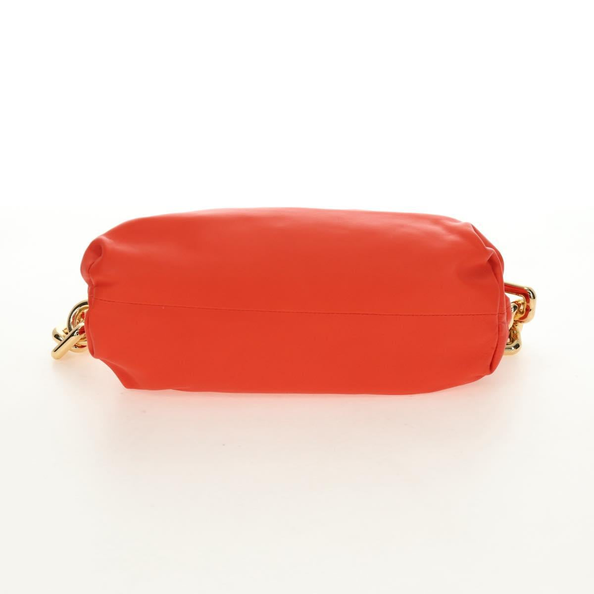 BOTTEGA VENETA The Chain Pouch Shoulder Bag Leather Orange Gold Auth 190460SV