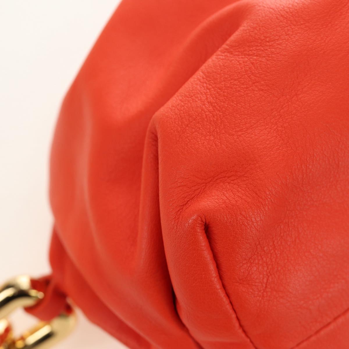 BOTTEGA VENETA The Chain Pouch Shoulder Bag Leather Orange Gold Auth 190460SV