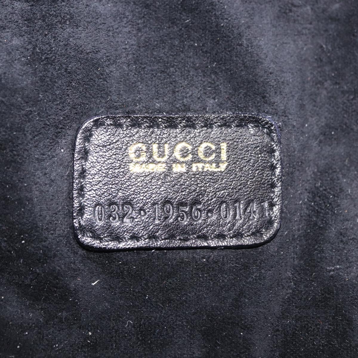 GUCCI Horsebit Vanity Hand Bag Leather Black Gold Auth 190461A