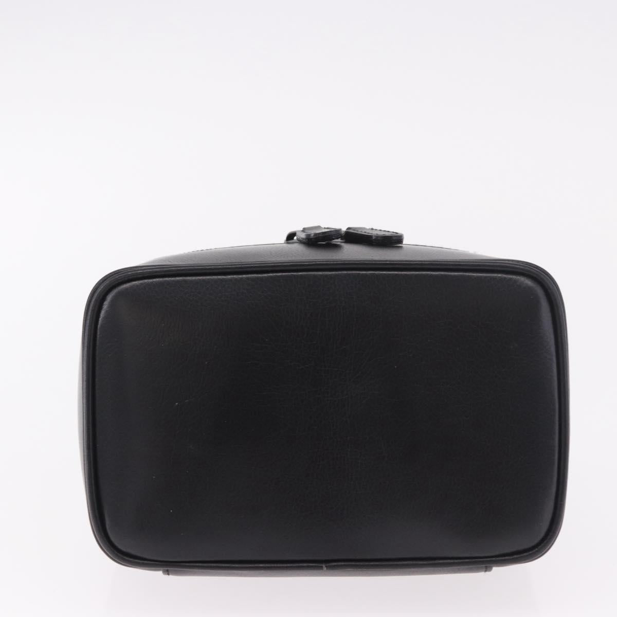 GUCCI Horsebit Vanity Hand Bag Leather Black Gold Auth 190461A