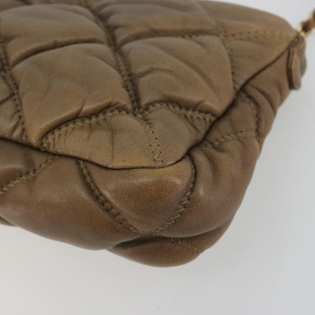 CHANEL Bubble Quilt Chain Shoulder Bag Lamb Skin Brown Gold CC Auth 190462SAV