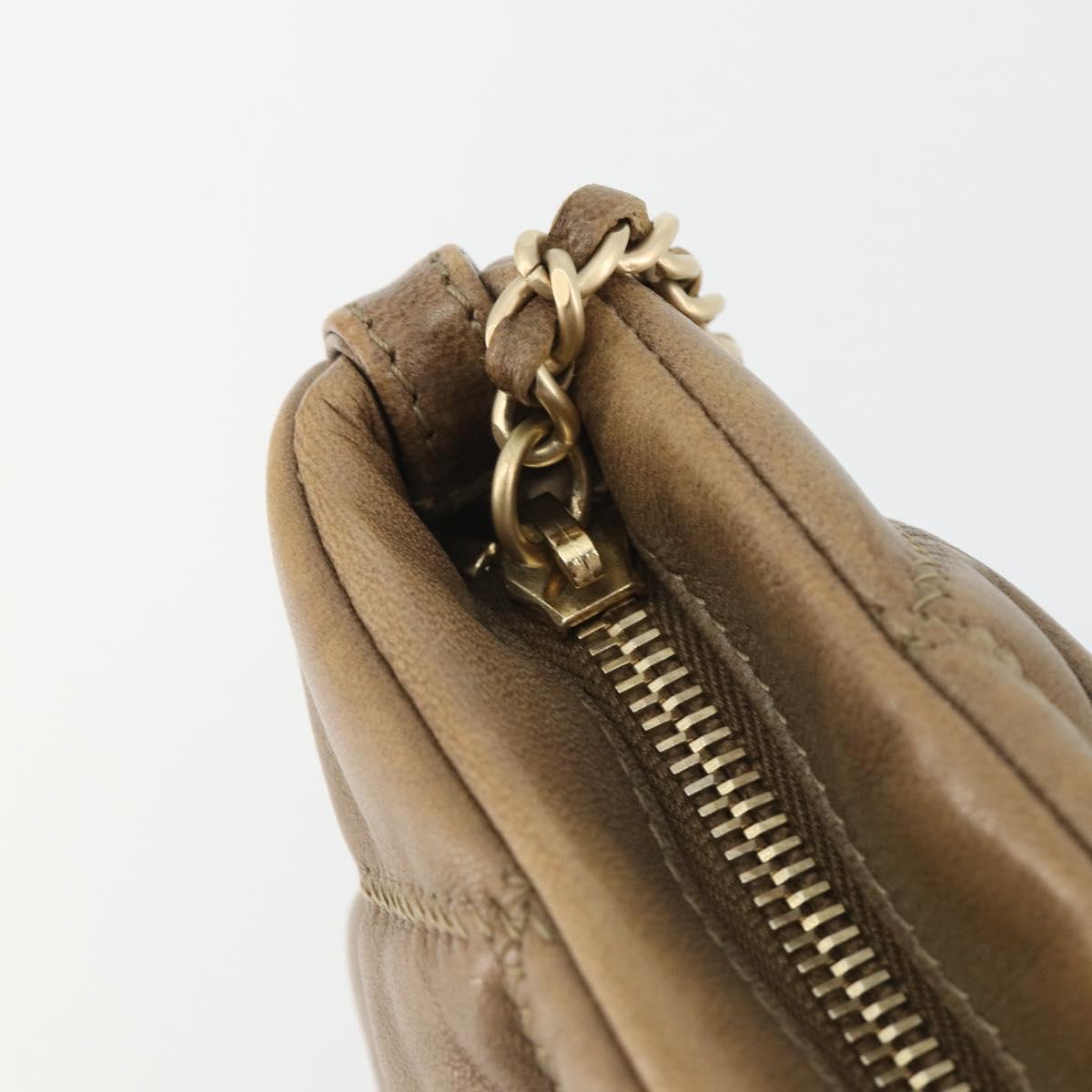 CHANEL Bubble Quilt Chain Shoulder Bag Lamb Skin Brown Gold CC Auth 190462SAV