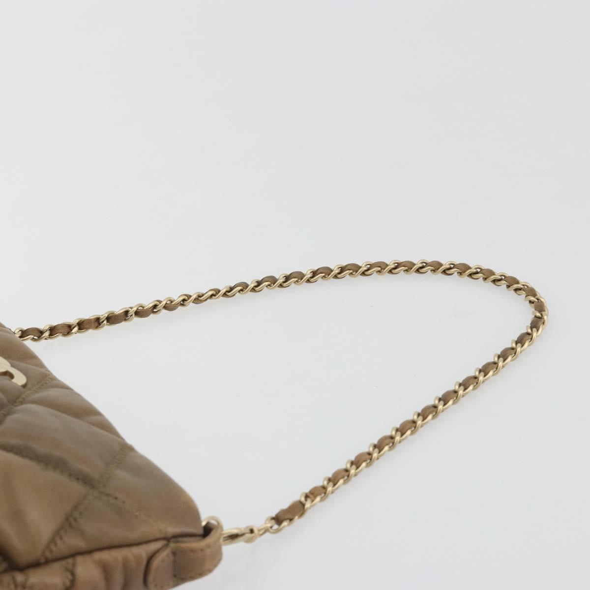CHANEL Bubble Quilt Chain Shoulder Bag Lamb Skin Brown Gold CC Auth 190462SAV