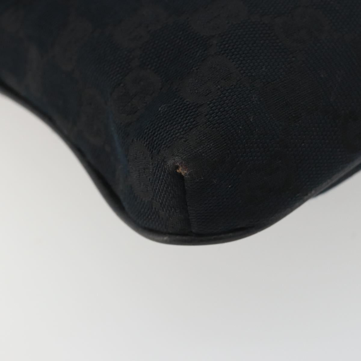 GUCCI GG Canvas Web Sherry Line Shoulder Bag Black Silver 256100 Auth 190463A
