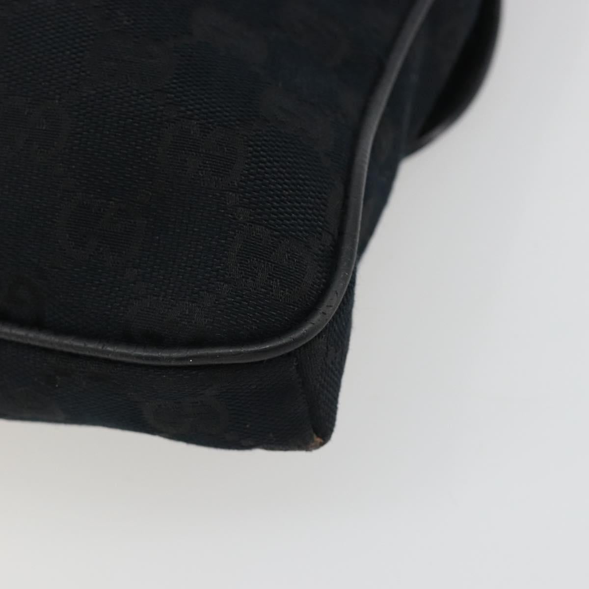 GUCCI GG Canvas Web Sherry Line Shoulder Bag Black Silver 256100 Auth 190463A