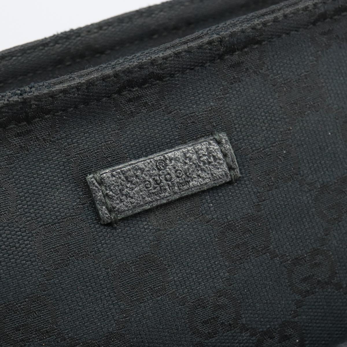 GUCCI GG Canvas Web Sherry Line Shoulder Bag Black Silver 256100 Auth 190463A