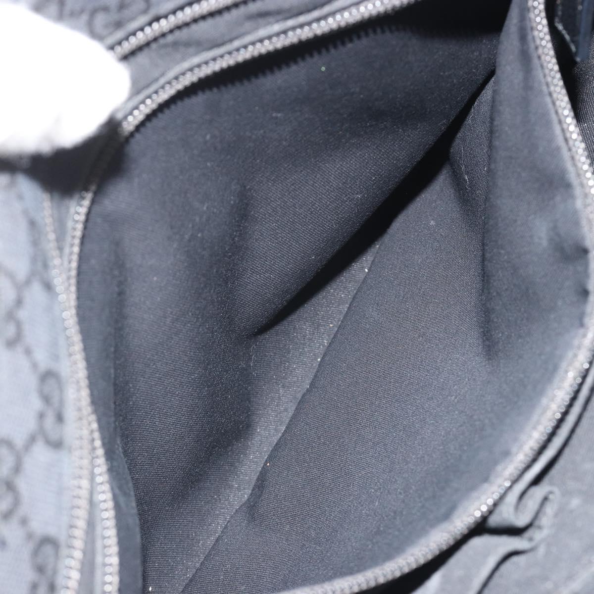 GUCCI GG Canvas Web Sherry Line Shoulder Bag Black Silver 256100 Auth 190463A