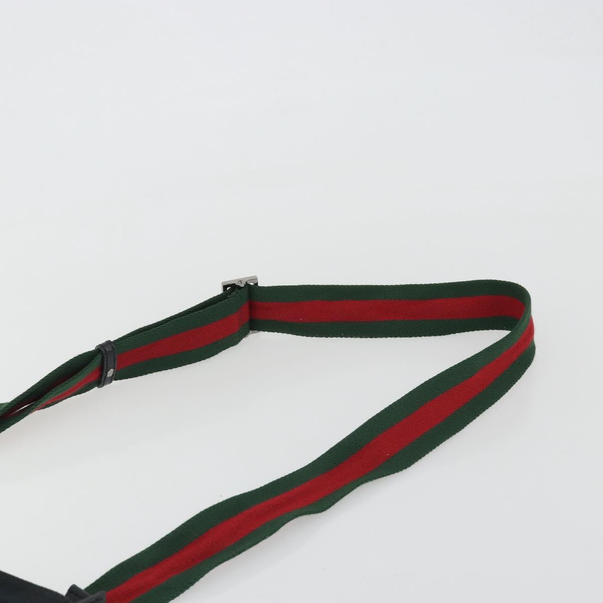 GUCCI GG Canvas Web Sherry Line Shoulder Bag Black Silver 256100 Auth 190463A