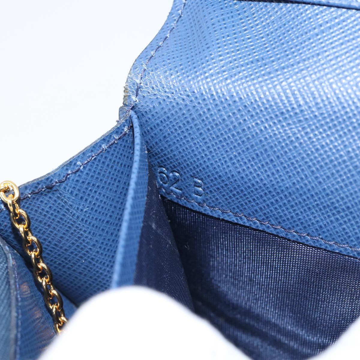 PRADA Long Wallet Safiano Leather Blue Gold Auth 190465A