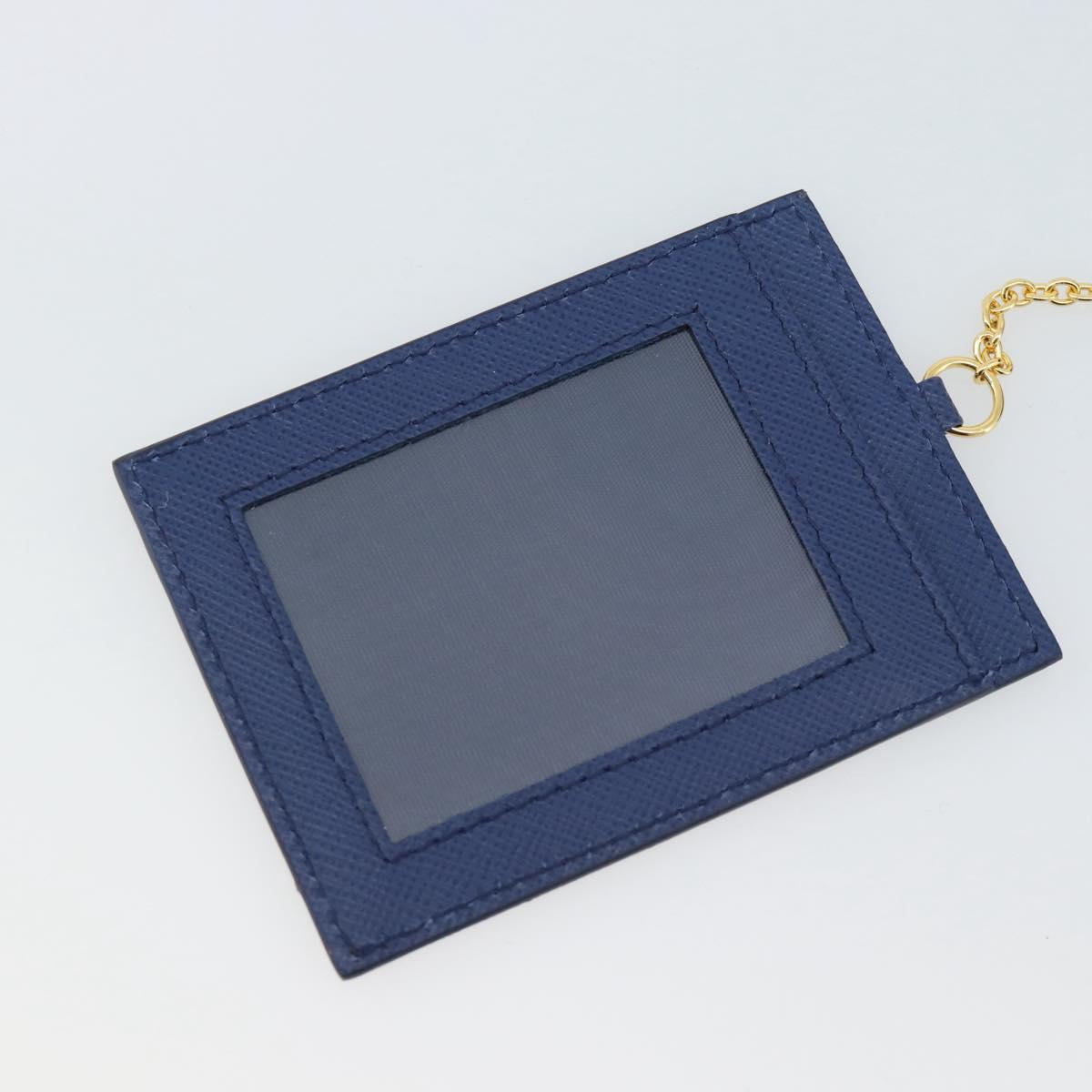 PRADA Long Wallet Safiano Leather Blue Gold Auth 190465A