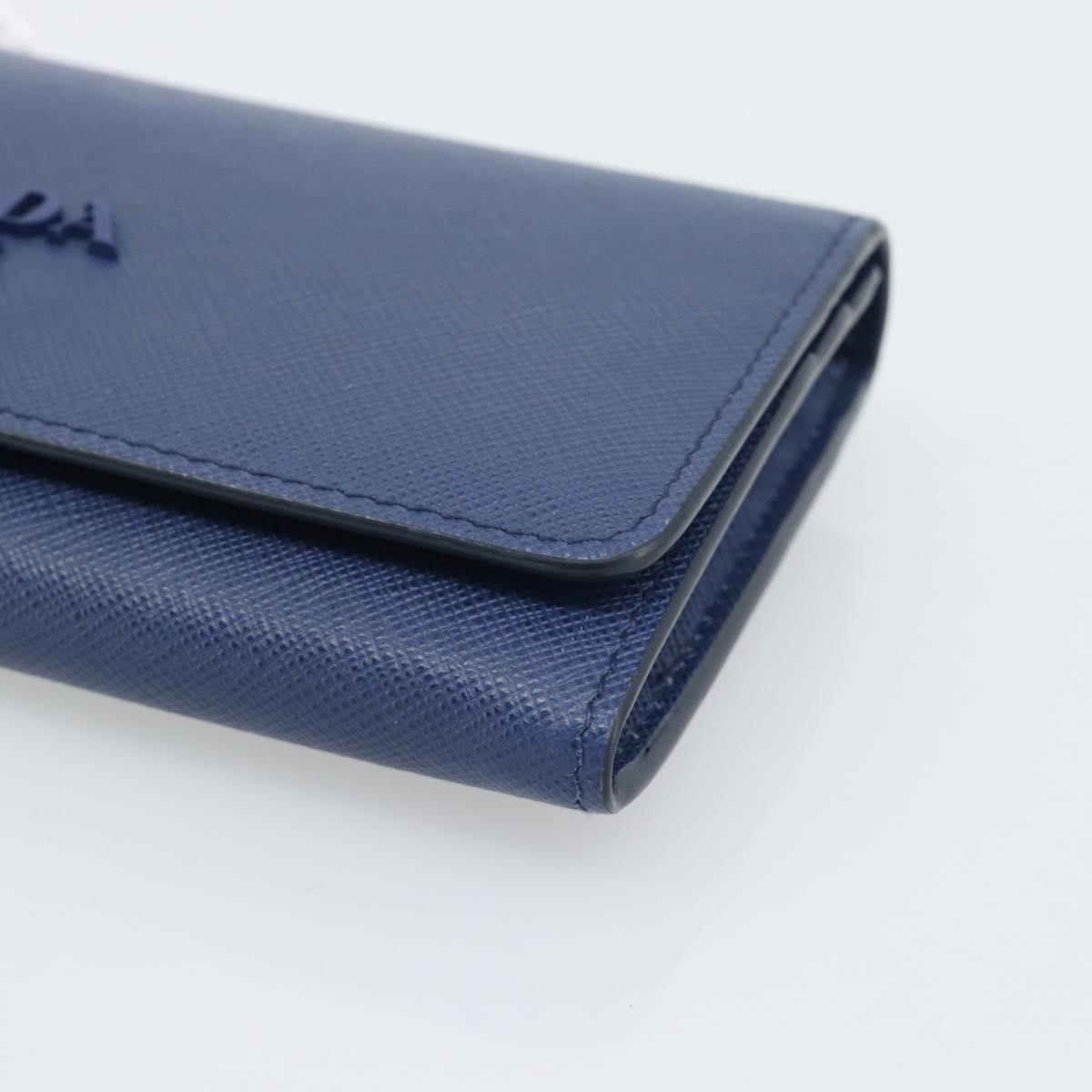 PRADA Long Wallet Safiano Leather Blue Gold Auth 190465A