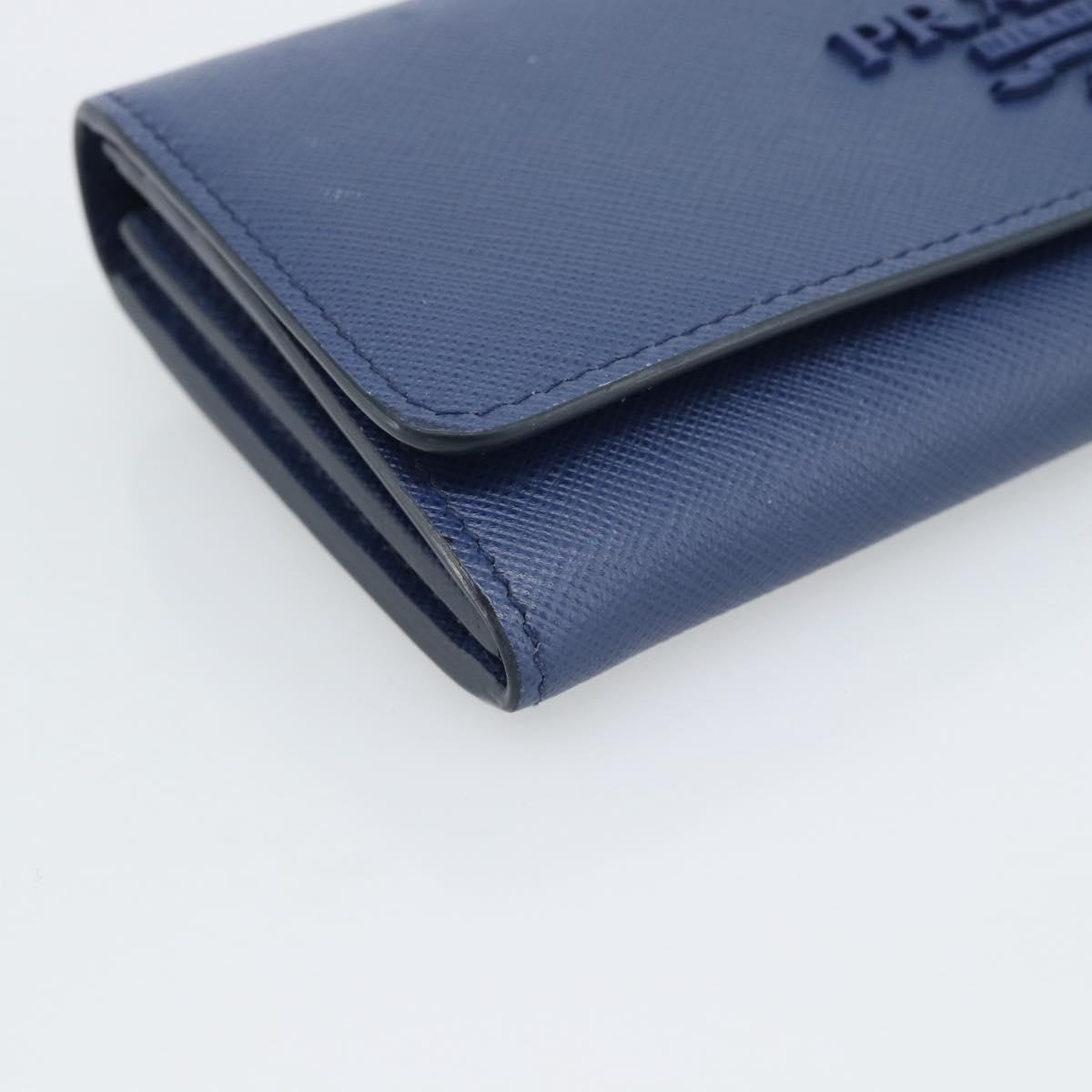 PRADA Long Wallet Safiano Leather Blue Gold Auth 190465A