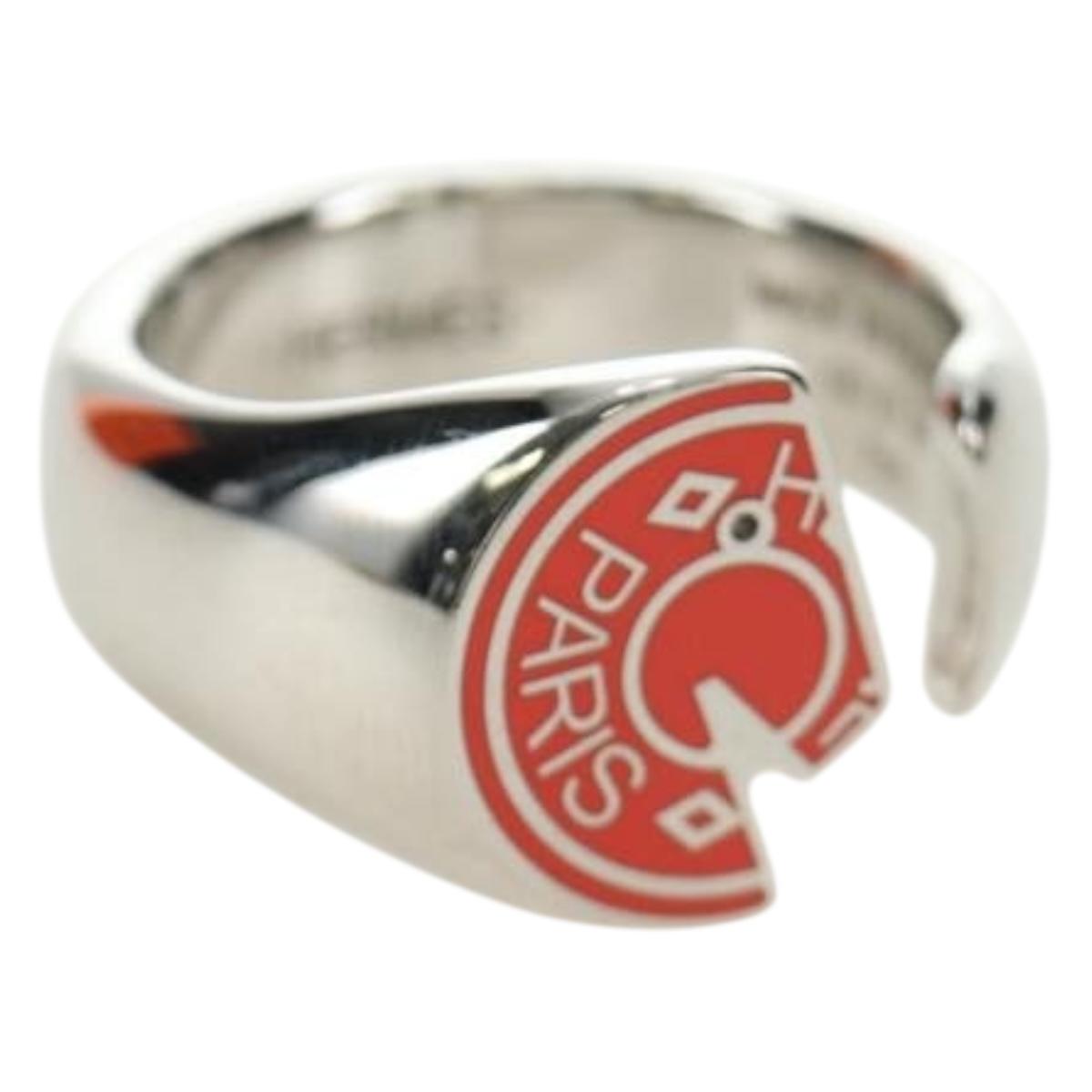 HERMES Carrousel Ring Ag925 Silver Auth 190466M