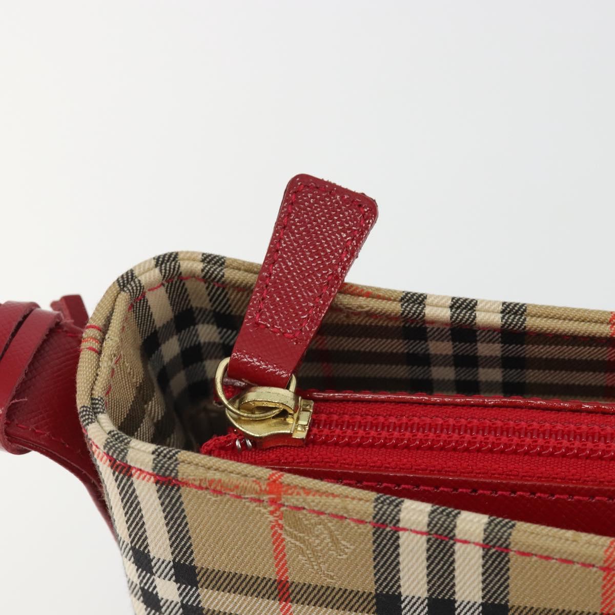 BURBERRY Nova Check Shoulder Bag Canvas Beige Gold Auth 190469A