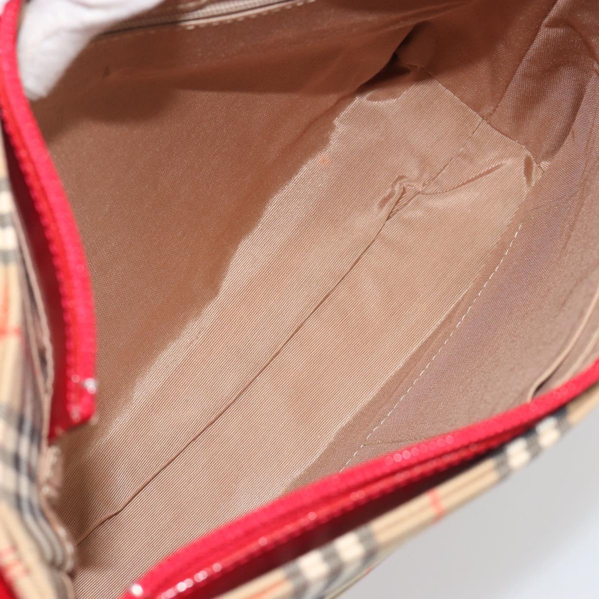 BURBERRY Nova Check Shoulder Bag Canvas Beige Gold Auth 190469A