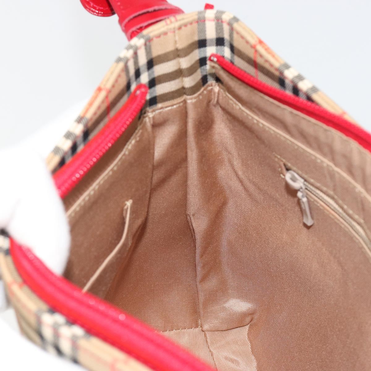 BURBERRY Nova Check Shoulder Bag Canvas Beige Gold Auth 190469A