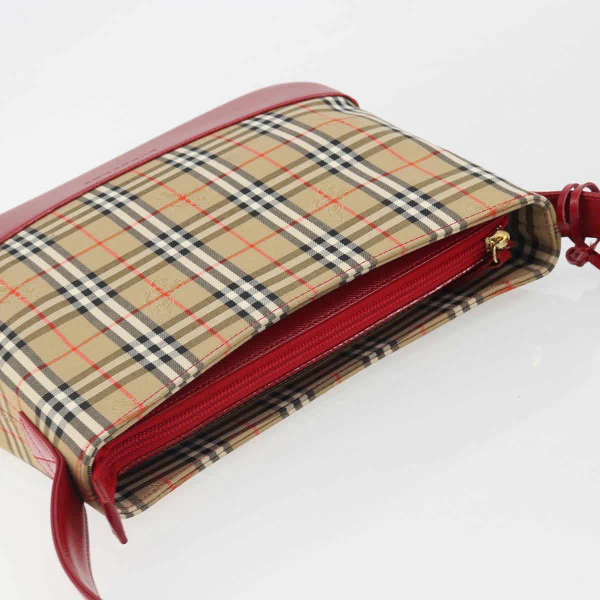 BURBERRY Nova Check Shoulder Bag Canvas Beige Gold Auth 190469A