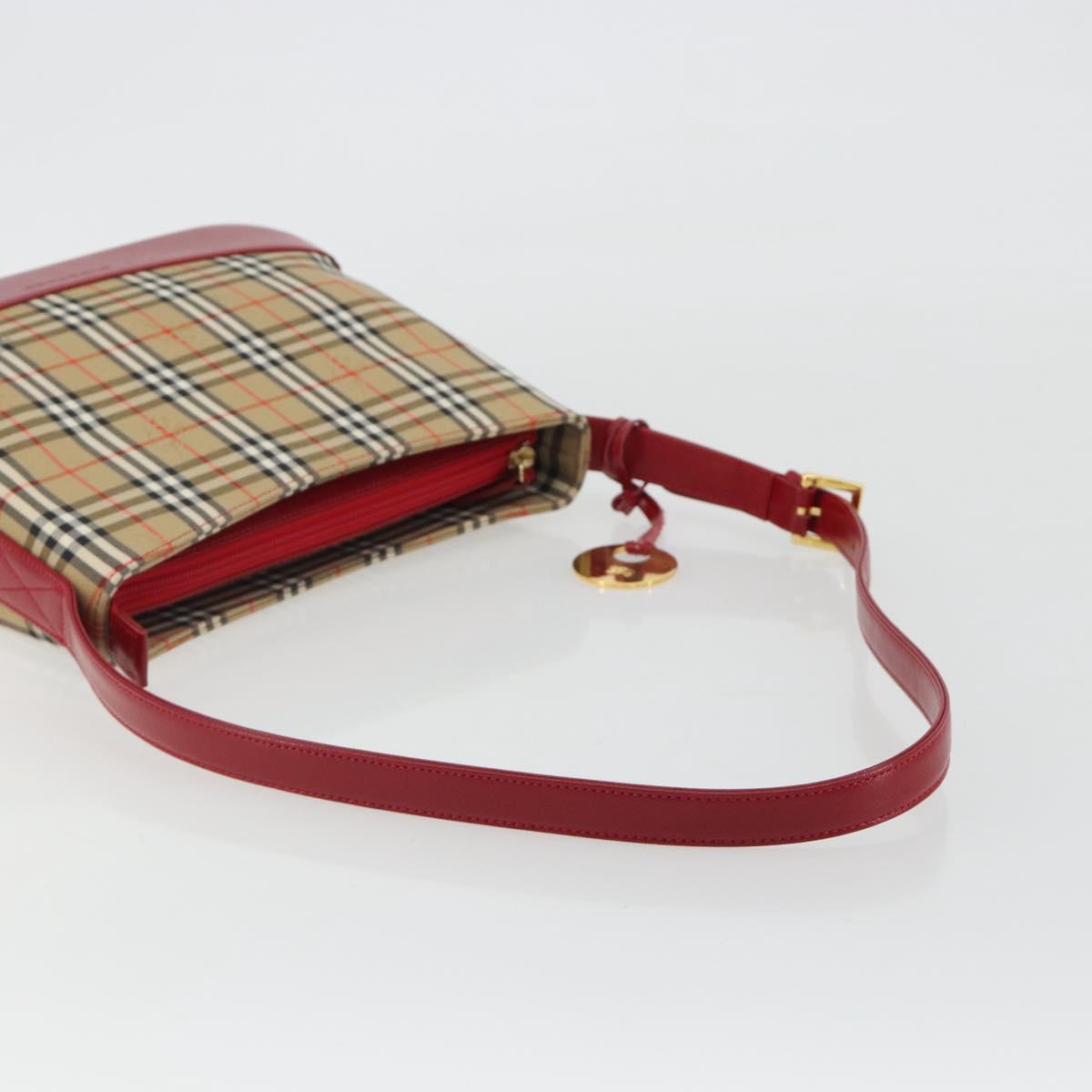BURBERRY Nova Check Shoulder Bag Canvas Beige Gold Auth 190469A