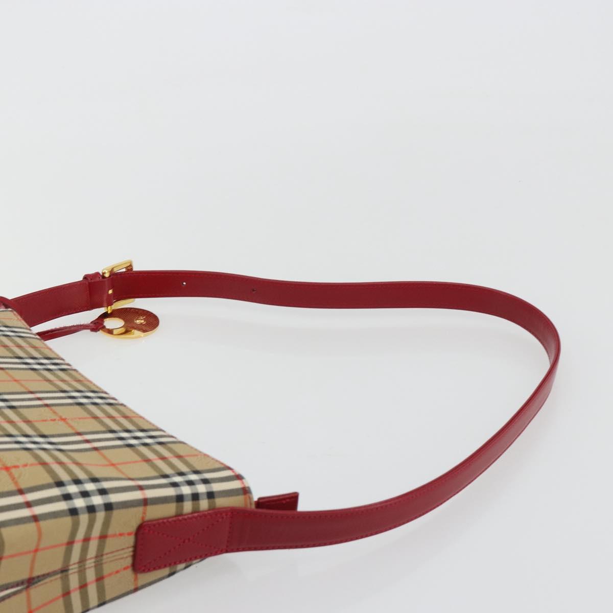 BURBERRY Nova Check Shoulder Bag Canvas Beige Gold Auth 190469A