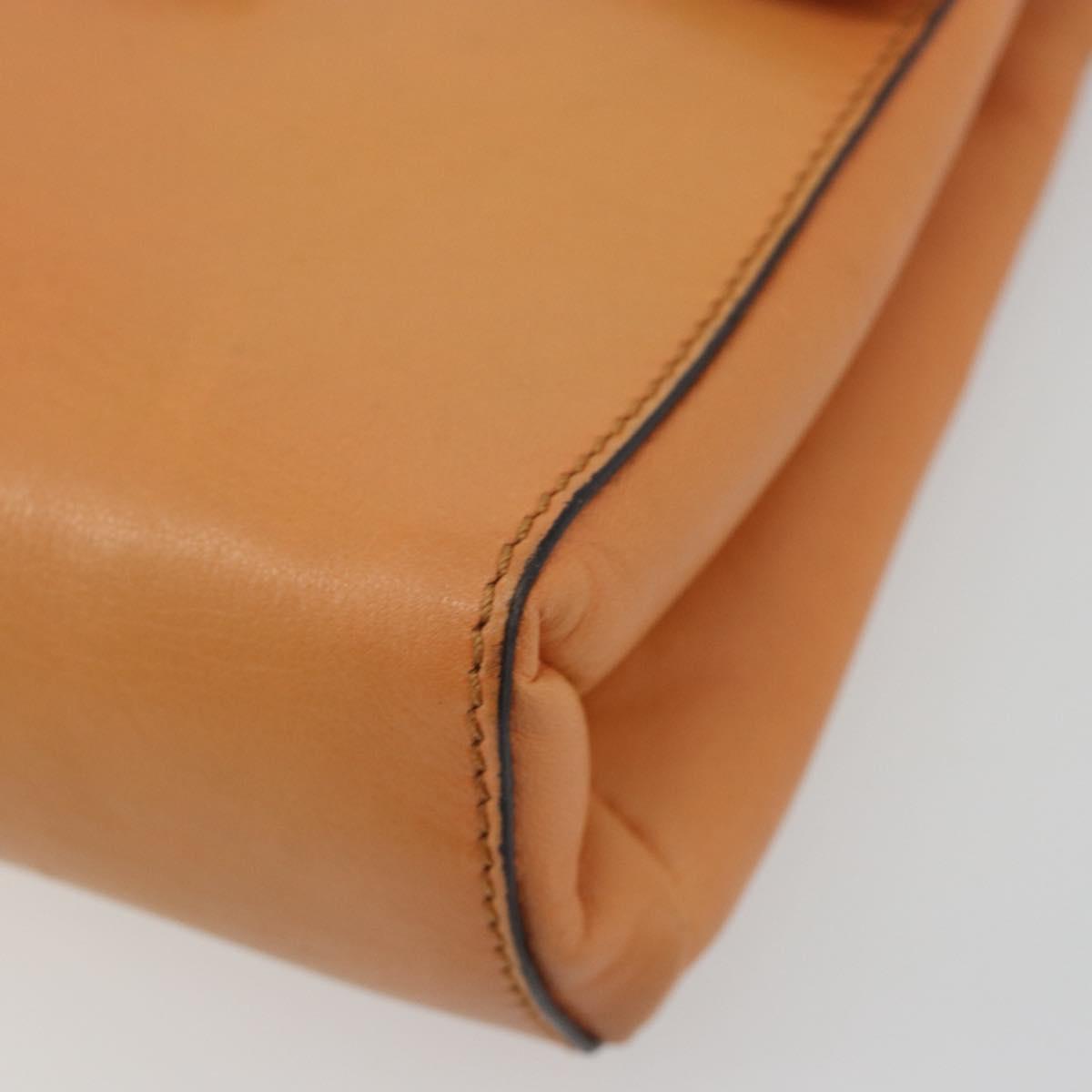 CELINE Circle Shoulder Bag Leather Orange Gold Auth 190471A