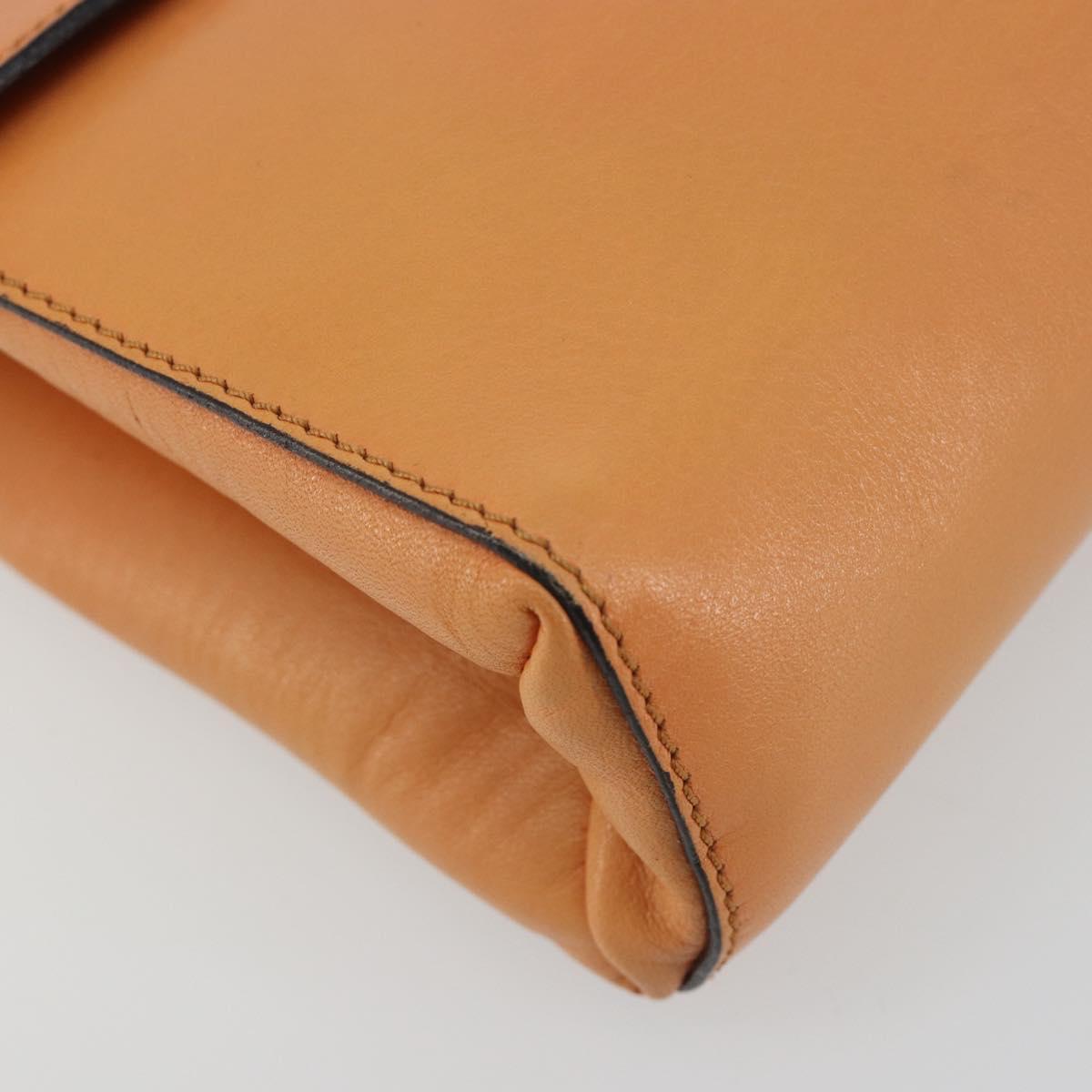 CELINE Circle Shoulder Bag Leather Orange Gold Auth 190471A