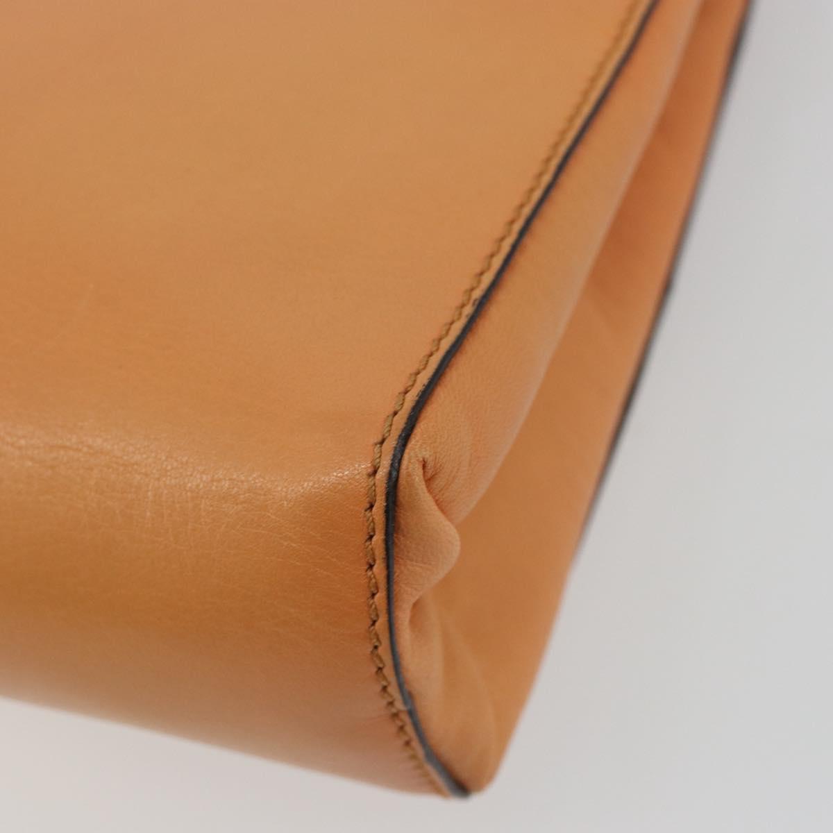 CELINE Circle Shoulder Bag Leather Orange Gold Auth 190471A