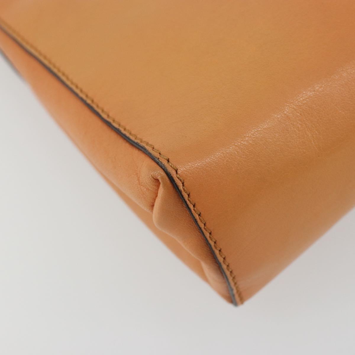 CELINE Circle Shoulder Bag Leather Orange Gold Auth 190471A