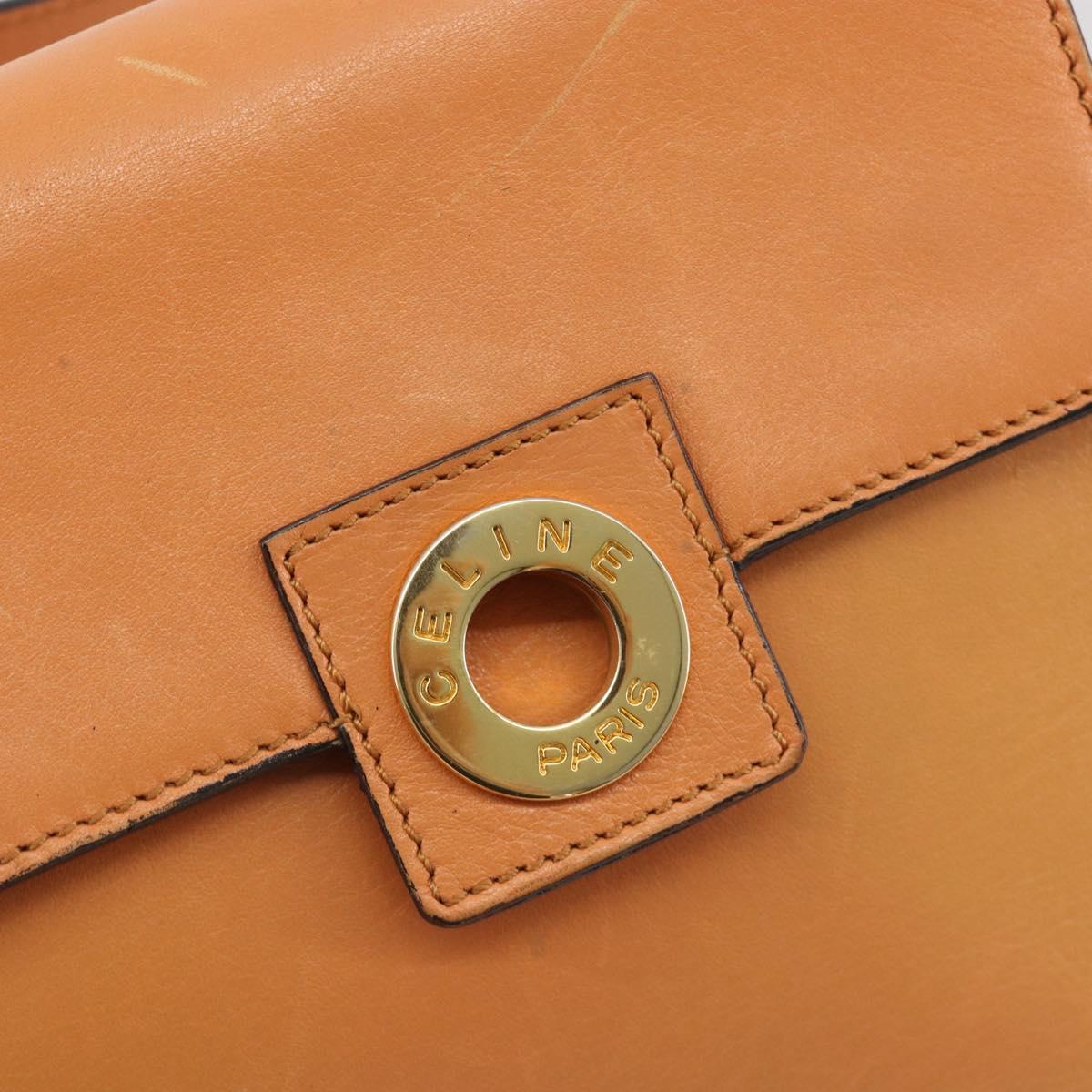 CELINE Circle Shoulder Bag Leather Orange Gold Auth 190471A