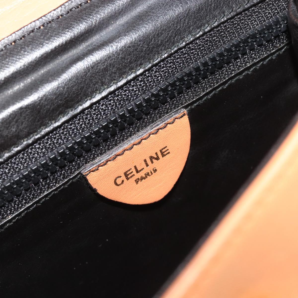 CELINE Circle Shoulder Bag Leather Orange Gold Auth 190471A