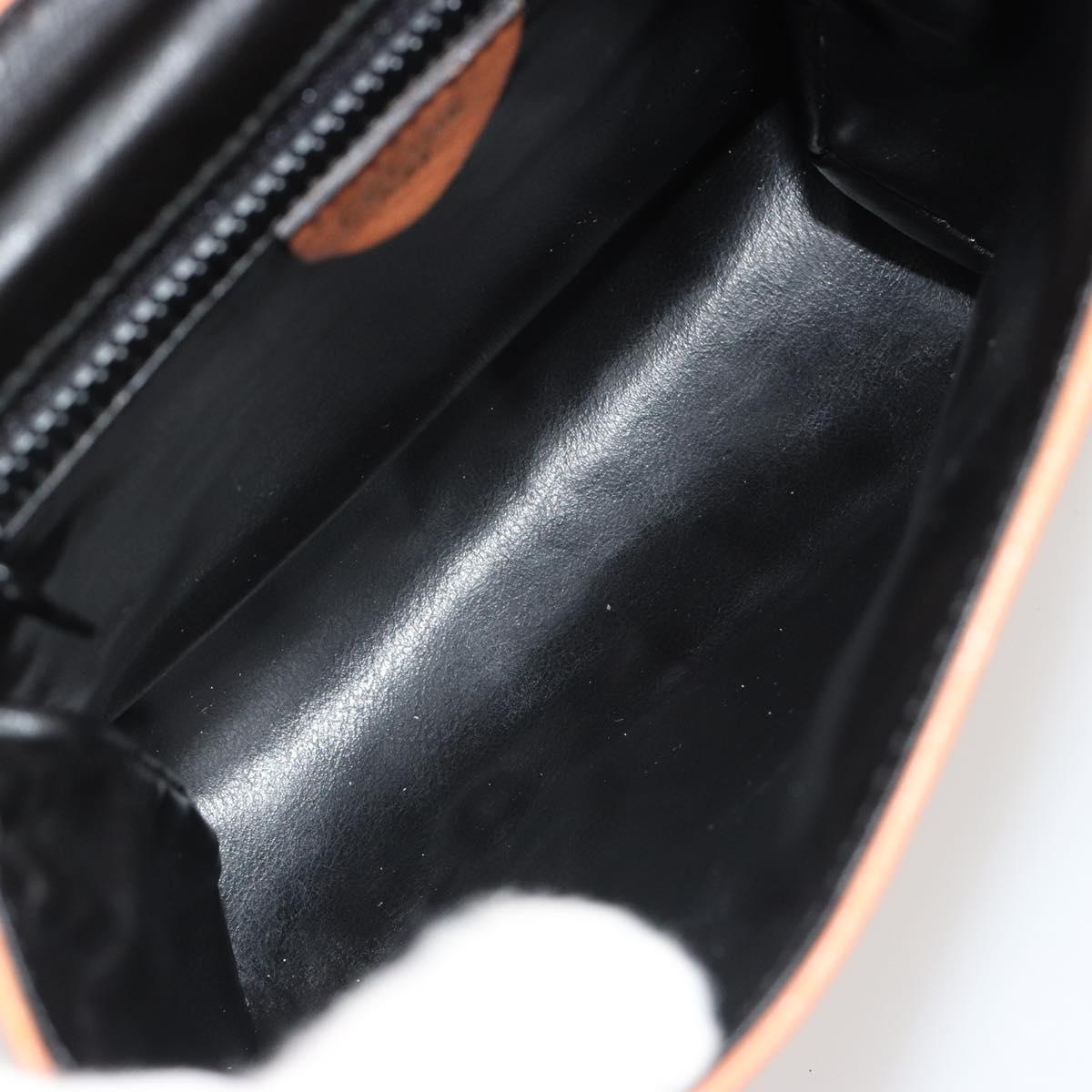 CELINE Circle Shoulder Bag Leather Orange Gold Auth 190471A