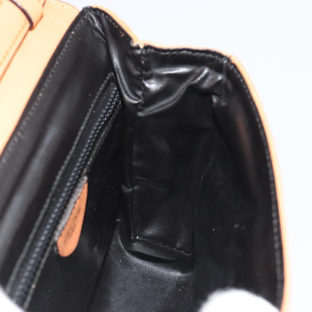 CELINE Circle Shoulder Bag Leather Orange Gold Auth 190471A