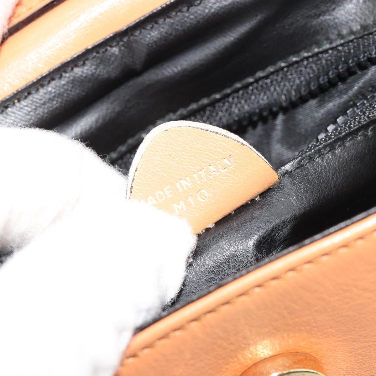 CELINE Circle Shoulder Bag Leather Orange Gold Auth 190471A