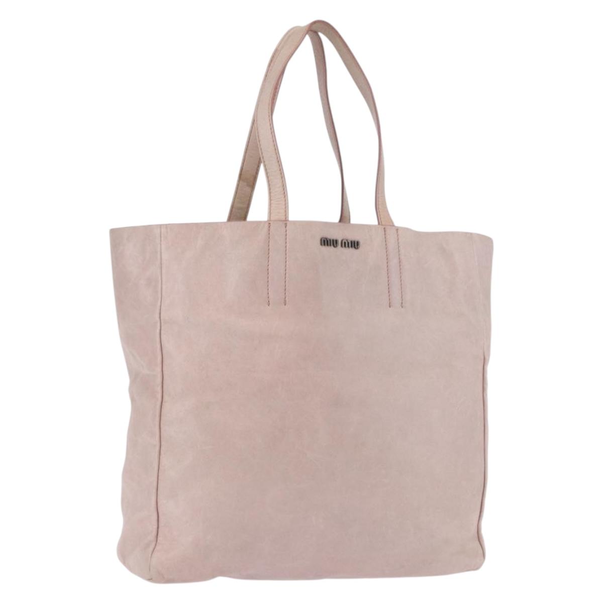 Miu Miu Hand Bag Leather Pink Silver Auth 190473A