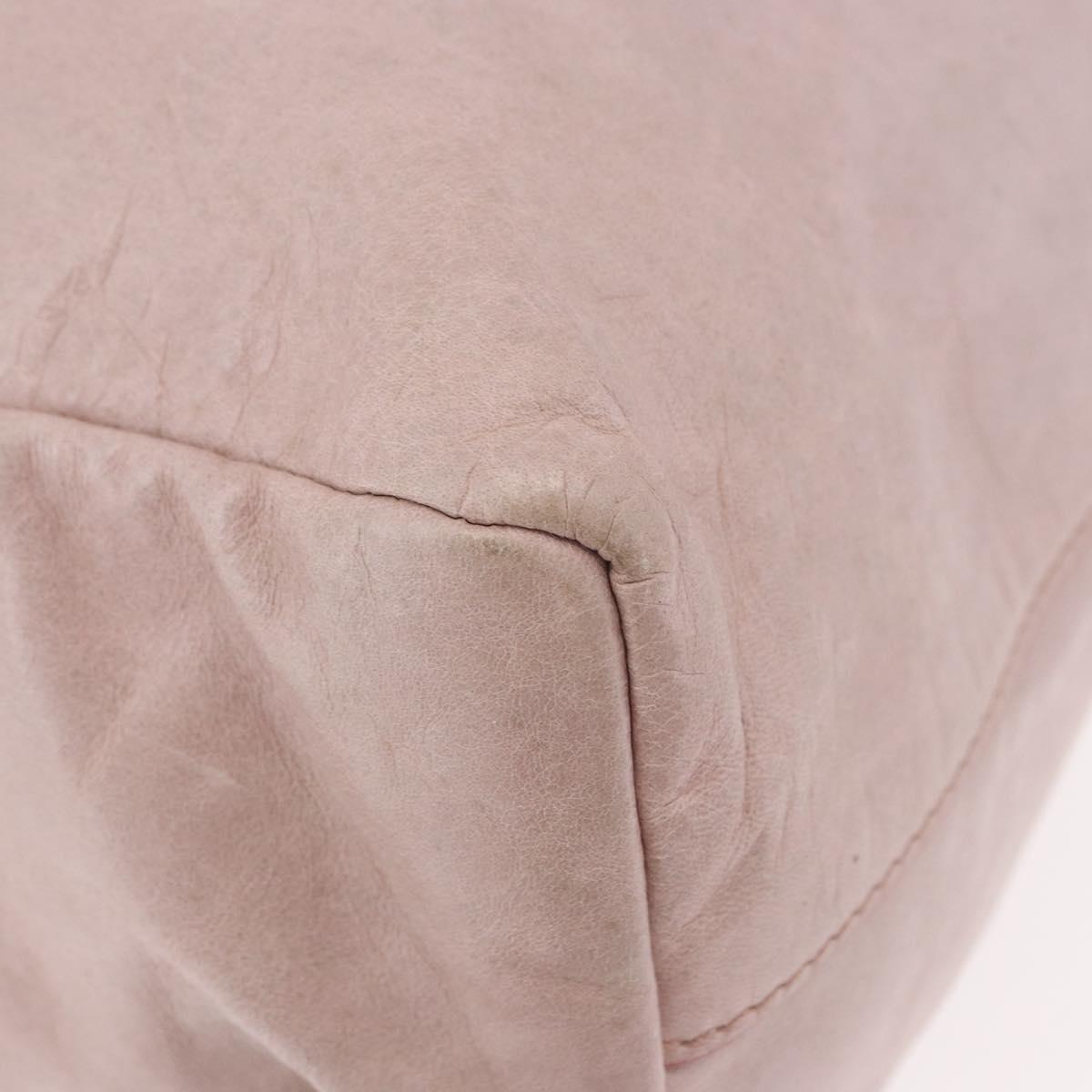 Miu Miu Hand Bag Leather Pink Silver Auth 190473A