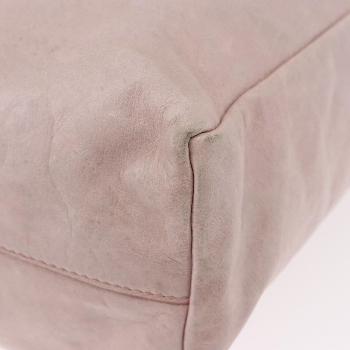 Miu Miu Hand Bag Leather Pink Silver Auth 190473A