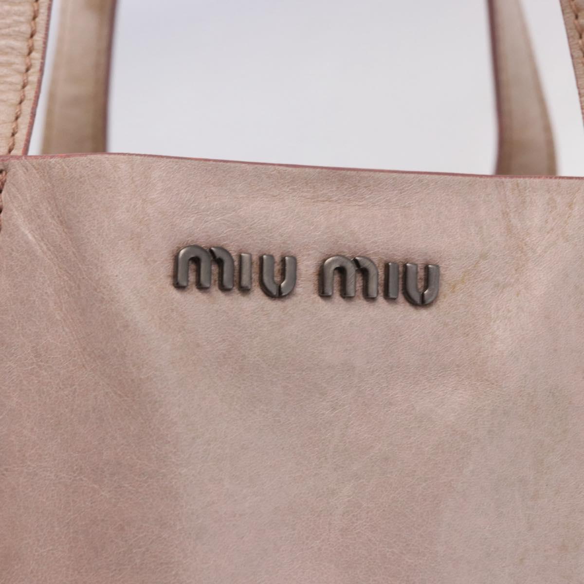 Miu Miu Hand Bag Leather Pink Silver Auth 190473A
