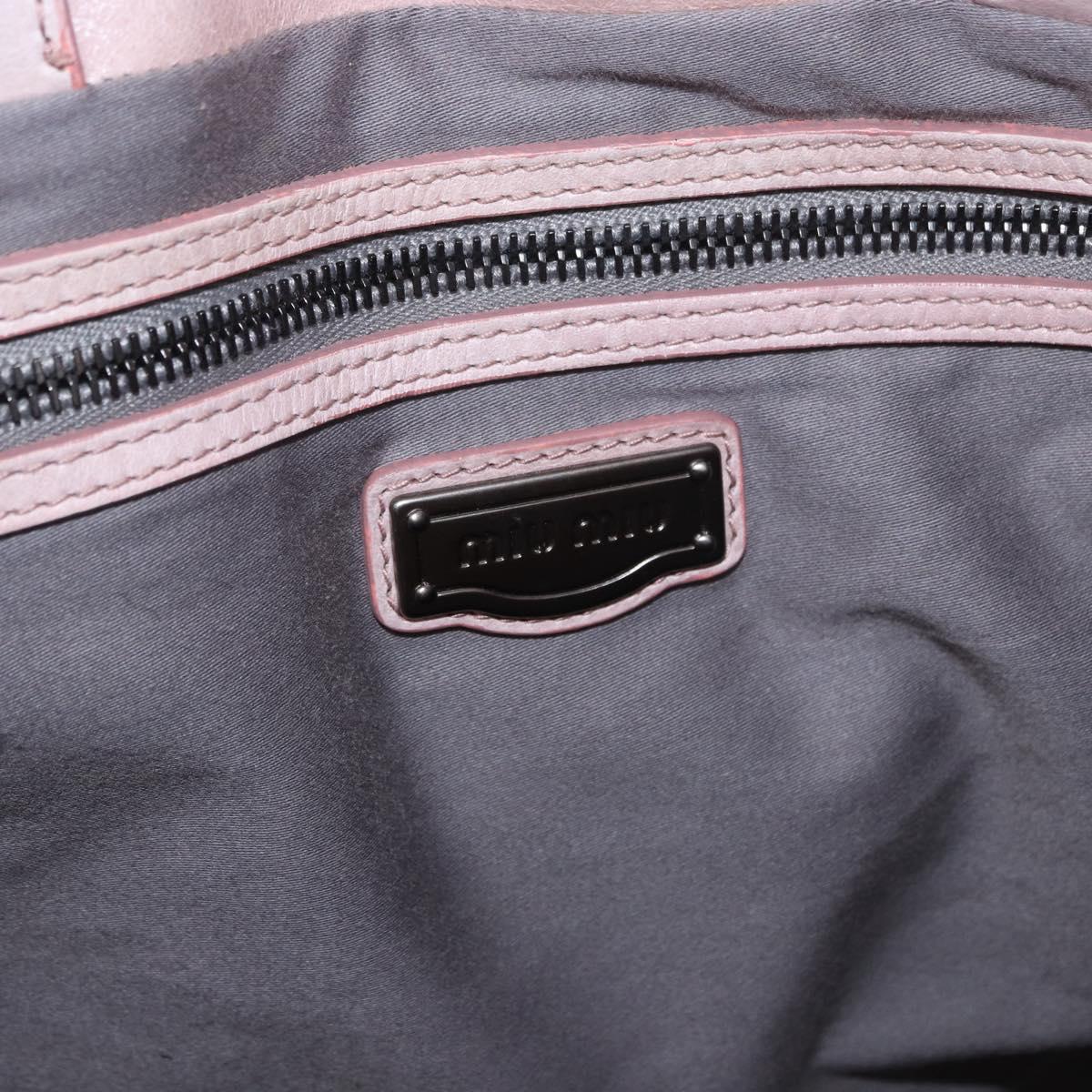 Miu Miu Hand Bag Leather Pink Silver Auth 190473A