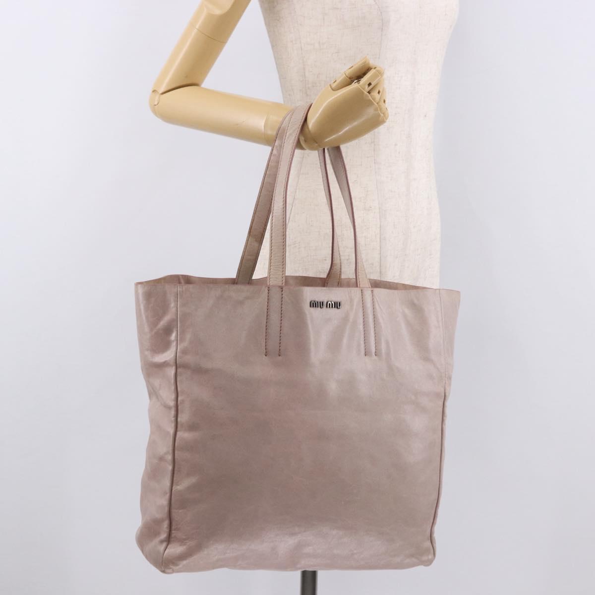 Miu Miu Hand Bag Leather Pink Silver Auth 190473A