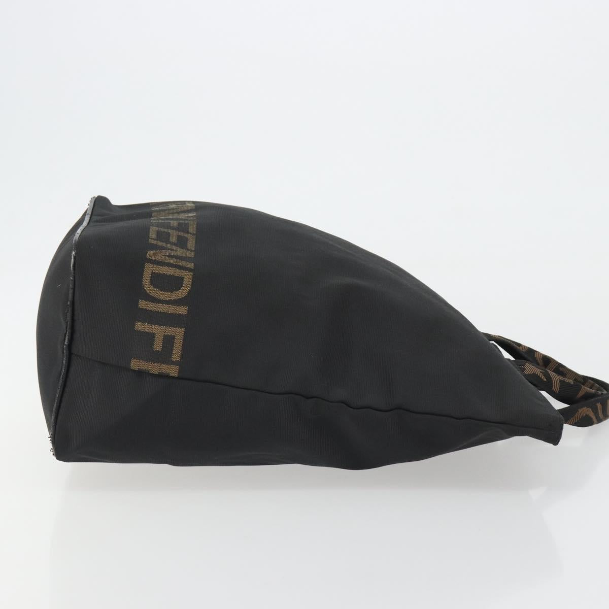 FENDI Hand Bag Canvas Black Gold Auth 190474