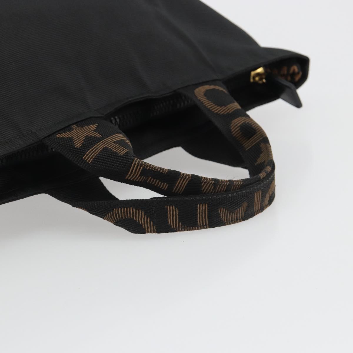 FENDI Hand Bag Canvas Black Gold Auth 190474