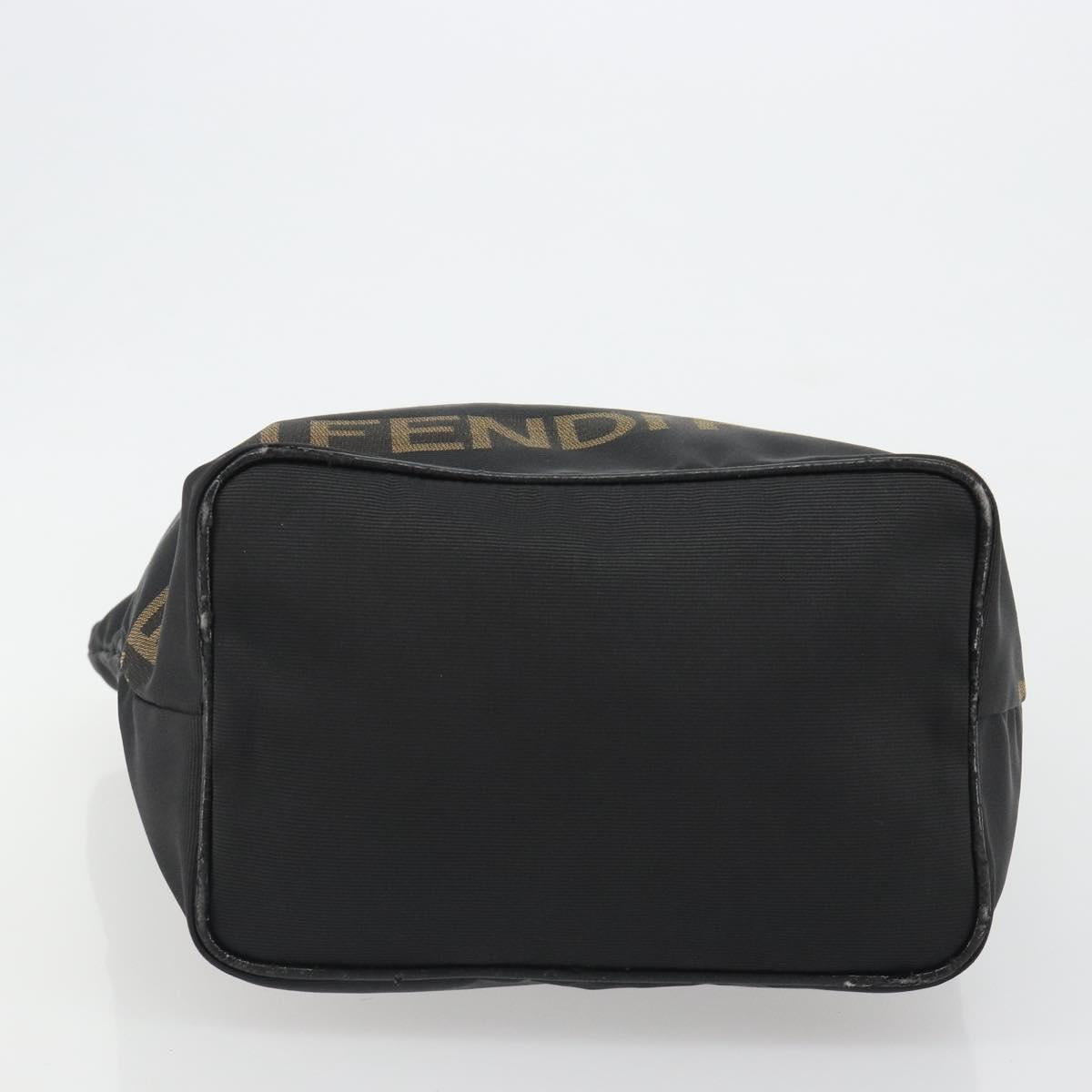 FENDI Hand Bag Canvas Black Gold Auth 190474