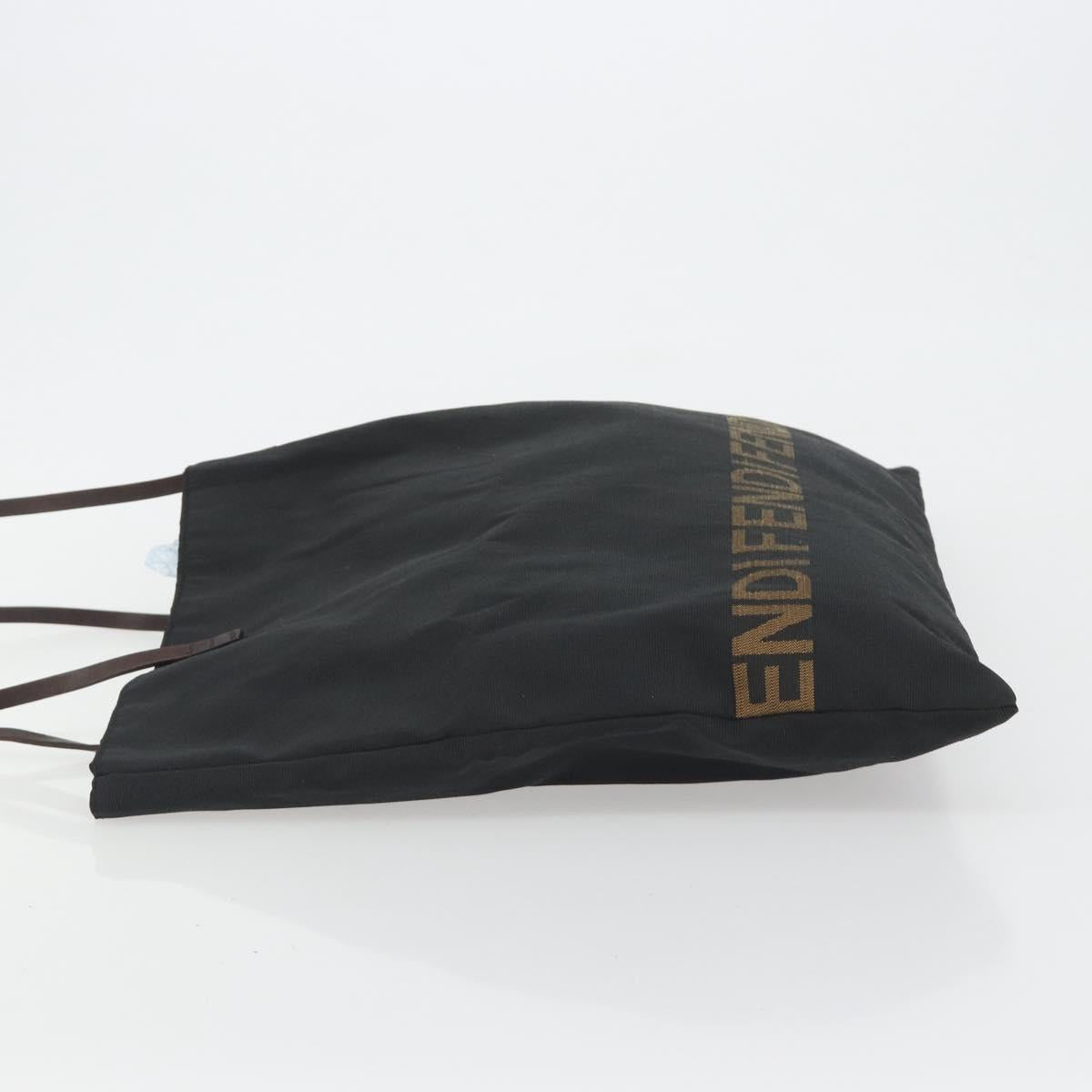 FENDI Tote Bag Canvas Black Gold Auth 190475