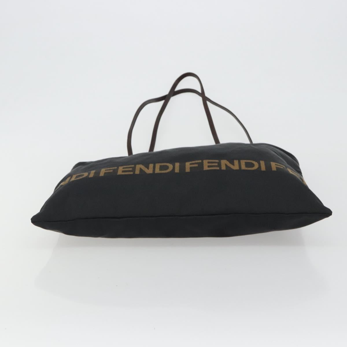 FENDI Tote Bag Canvas Black Gold Auth 190475