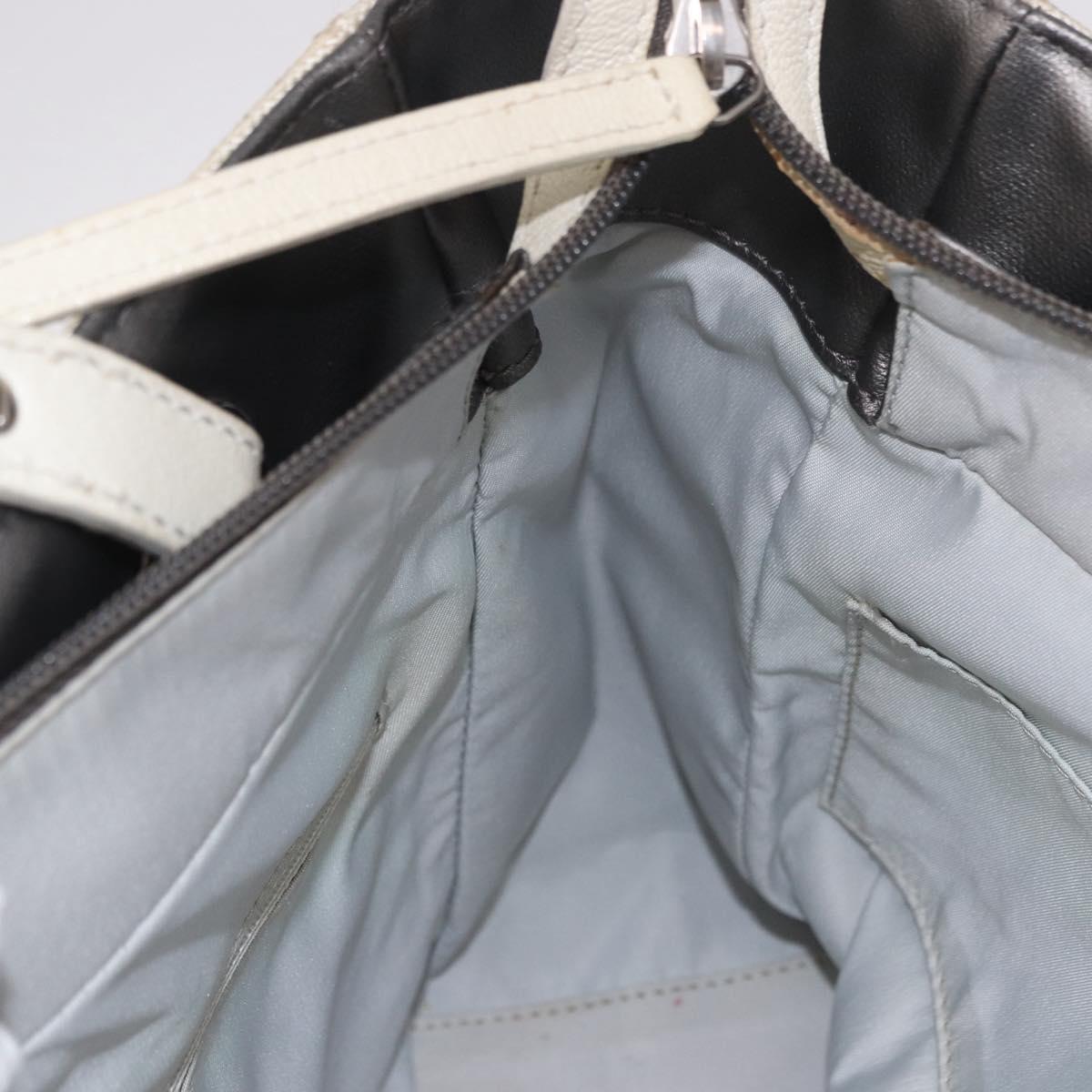 CHANEL Paris Biarritz PM Hand Bag PVC Canvas Gray Silver CC Auth 190477A