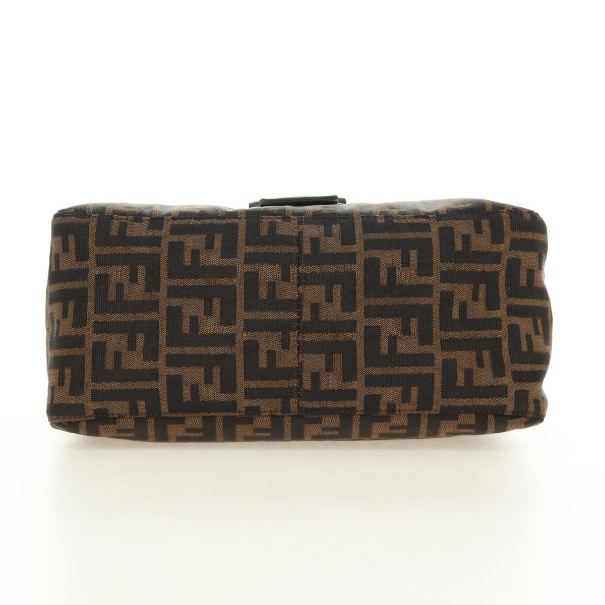 FENDI Zucca Canvas Mamma Baguette Shoulder Bag Black Brown Auth 190478V