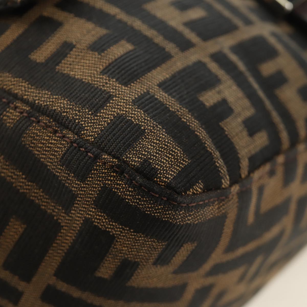 FENDI Zucca Canvas Mamma Baguette Shoulder Bag Black Brown Auth 190478V
